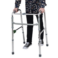 Elderly Walker Four-legged Walker Stainless Steel Double-Wheeled Elderly Foldable Adult Walker Four-