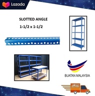2 - 6 kaki Besi Angle Rak Lubang / Slotted Angle Bar 1.5" X 1.5" Buatan Malaysia
