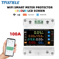 100A TUYA WiFi Smart Earth Leakage Over Under Voltage Protector Relay Device Switch Breaker Energy P