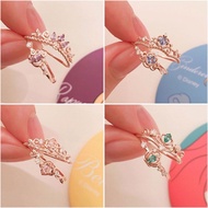 【Ready Stock】Adjustable Ring Disney Princess Ring 925 Silver Open Crown Ring Korean Version Fashion