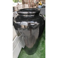 REX FP28 Fiberglass Gloss Black Round Tall Circular Flower Pot Pasu Bunga Garden Taman Plant Pokok Outdoor Tempayan
