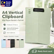 A4 Vertical Clipboard Morandi Folder Klip Papan Berdiri, Fail Simpan Kertas ±75 Helaian, Papan Tulis