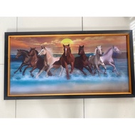 Normal Wall Painting Print 7 horses running in water uk100cm x 50cm plus frame