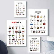 Poster Abjad ABC Filem Klasik Muzikal Lukisan Kanvas Cetakan The Office Mad Men Hiasan Dinding Bilik