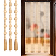 Wooden Beaded Door Curtain With Rod Hook Drape Handmade Bamboo Wood Beads String Partition Curtains For Living Room Bedroom Etc