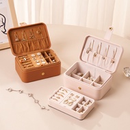 Leather Jewelry Storage Box Portable Travel Small Double-Layer Ring Storage Box Earrings Necklace Ri