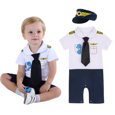 Baby Boys Pilot Costume Halloween Cospaly Suit Jumpsuit Baby Aviators Airplane Pilot Uniform Infant 