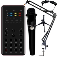 Hifree K6Sound Card+E300Microphone+H260Headset External Sound Card Suit Phone MC Universal Live Stre