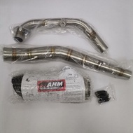 AHM (M3-SZR) EXHAUST PIPE - SYM VF3I (STAINLESS) 35MM 38MM 51MM (**siap O2 exhaust sensor bung**)