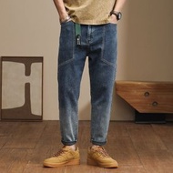 牛仔褲男士春夏季新款寬鬆小腳哈倫九分休閒褲子男大口袋工裝男褲