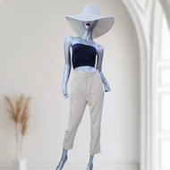 Stradivarius cream high rise trouser pants