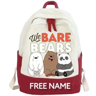 (FREE Name) Unisex Waterproof Children's Backpack For Boys/Girls With We Bare Bears Motif Character