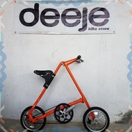 Strida Mini Orange Sepeda Lipat Folding Bike Anak Belt Drive