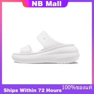 ของแท้พิเศษ Crocs Classic Crush White Shoes Non-Slip Thick Sole Beach Sandals 207670-100 รองเท้าผ้าใ