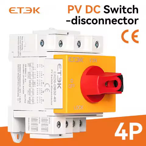 ETEK DC Solar Isolator Switch PV 1000V 32A 2P Din Rail Mounting Rotating Handle CE Disconnector For 
