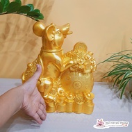 Chuột vàng ngậm tiền ôm hũ vàng tiết kiệm nhét tiền kích thước to cao 305cm