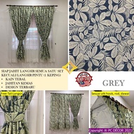 PCDecor Langsir Bercorak Free Tali Pengikat Ready Stock Curtain Free Tieback Langsir Sliding Door 2 Panel 3 Panel Pintu Bilik