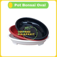 Bjp Bonsai Oval Ov 08 Putih Hitam Merah Bata Coklat Pot Bunga Plastik Bonsai Budi Jaya Motif Batu Al