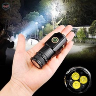 Ultra Bright 3LED Rechargeable Flashlight - 18350 Battery Waterproof Camping Outdoor Work Light