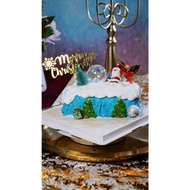 Winter Blue Festive Forest Christmas Logcake