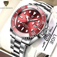 LIGE DESIGN HighMineral Glass 40MM Ceramic GMT Mechanical Watches 100m Waterproof Classic Fashion Luxury Automatic Watch
