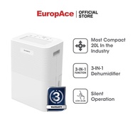 EuropAce 20L Dehumidifier|EDH3200DWH |3-IN-1 Dehumidifier with Air Purifier + Silent Operation