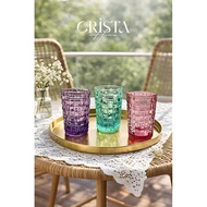 Set of 6 CRISTA HOME 350ml tall checkered cups, FREE LACE TOWEL - SAFE TO USE