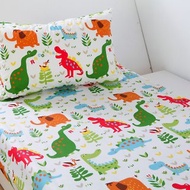 防蟎防水透氣純棉寢具床包枕套組 &lt;恐龍世界&gt; 雙人 保潔墊 尿布墊 防水墊