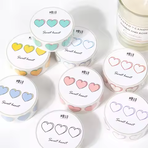 1 Roll LBasic Love Series Washi Tape Heart Adhesive Tape DIY Scrapbooking Sticker Label Japanese Mas