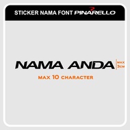 cutting sticker sepeda / stiker nama pinarello font - -5cm