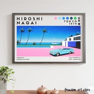 Japanese Hiroshi Nagai Illustration, Vaporwave Beach Art Poster, Canvas Painting, Retro 80s Wall Dec