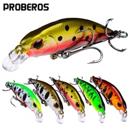 Proberos 1pcs Cast Sinking Water Mino Luya Bait 4.6g/5.5cm Hard Bait Cocked Mouth Bionic Bait