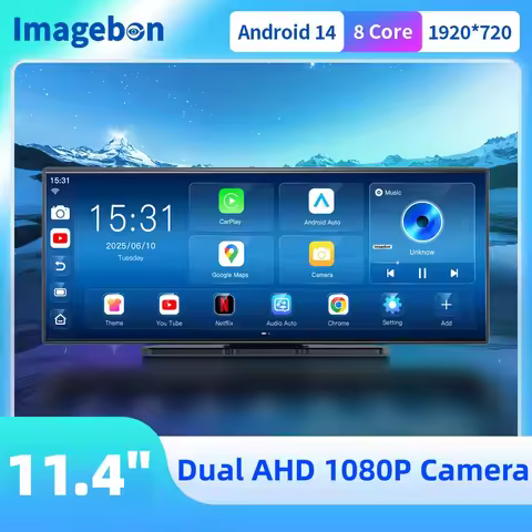Imagebon 11.4" Android System Dual WiFi Wireless CarPlay & Android Auto Dash Cam Smart Split-Screen 