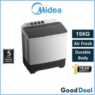 Midea MT100W80 8KG / MT100W110 11KG / MT100W130 13KG / MT100W150 15KG Semi Auto Washing Machine Mesi