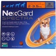 [EXPIRY 2022 FREE SHIPPING] NexGard Spectra XSmall Dogs 2 to 3.5 kg, 3 Pack