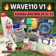 Combo WAVE110 RACING (6 in 1) Head 24/28MM Block 53MM 56MM Clutch Disk Gasket Top Set Minyak W110 W-