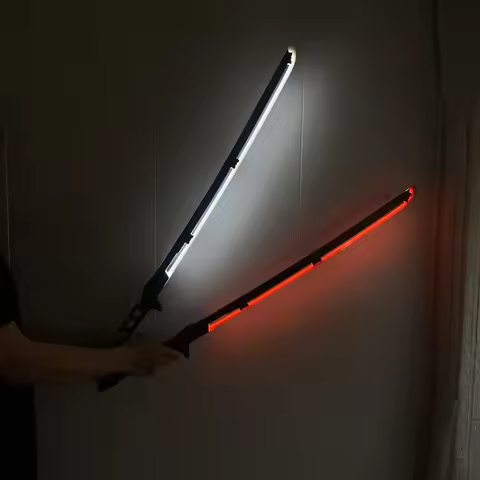 39.3in/100cm Luminous Cyberpunk Katana Wooden Led Light Sword Anime Cosplay Prop Real Size Japanese