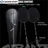ALP RR 2Pcs With Bag 100% Carbon 4U G5 25Lbs Badminton Racket Beginner Level Men and Women White Bla