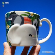 Ins Starbucks Cup Starbucks 2020 Africa Rainforest Season Tropical Baby Elephant Curve Irregular Elephant Trunk Handle Mug 12oz