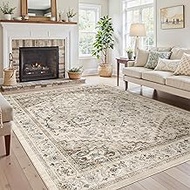 9x12 Area Rug Living Room, Large Rug with Anti-Slip Backing for Bedroom, Office, Vintage Floral Home