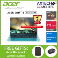 Acer Swift 3 SF314-43-R3R9 14'' FHD Laptop Electric Blue (Ryzen 5 5500U,8GB,512GB SSD, ATI, W11, HS)
