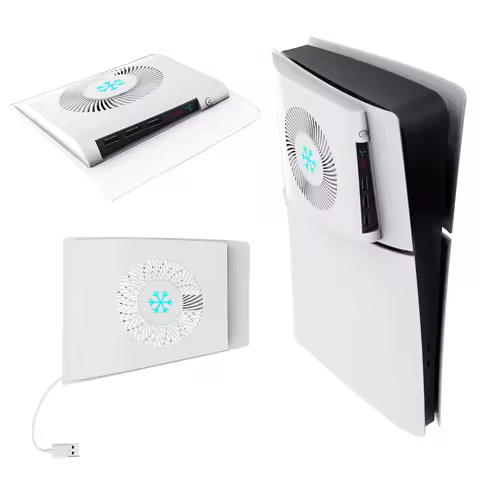 For Slim Console Cooling Fan Side-Mounted Cooling Fan with 3 USB 2.0 Ports Side Temperature Control 
