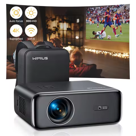 WiMiUS Auto Focus/4K Support Native 1080P Projector with WiFi 6 and Bluetooth 5.2 900ANSI Outdoor Ho