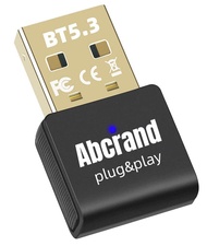 USB Bluetooth 5.3 Adapter for PC, Abcrand Bluetooth 5.3 EDR Dongle Transmitter for Computer Desktop 