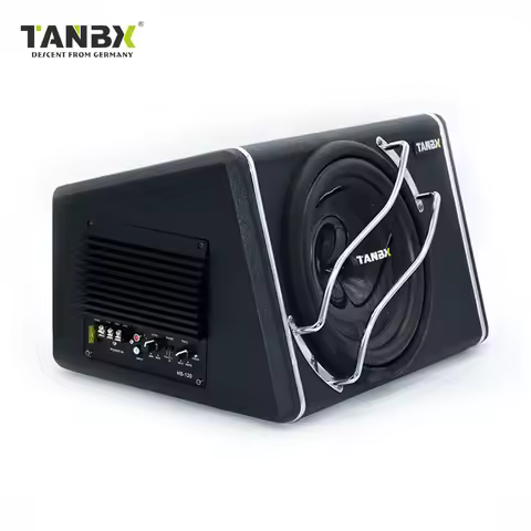 TANBX 10 Inch Trapezoid Speaker Subwoofer with Amplifier Pure Bass Car Active Subwoofer Enclosure TB