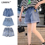 LJMOFA Kids 3-10 Yrs Girls Shorts Summer Fashion Children's Wear Casual Solid Color Shorts Embroider
