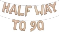 Halfway To 90 Multicolor Balloon Banner - Happy 45th Birthday Party Banner - 45th Birthday Party Dec