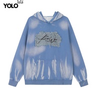 YOLO เสื้อสเวตเตอร์ OVERSIZE เสื้อสเวตเตอร์โอเวอร์ไซส์ คอกลม เสื้อคอตตอน แนวสตรีท Y24021