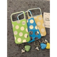 Arc Edge Double Color Silver Polka Dot Suitable For iPhone 17 16 15 Pro Max i15 i16 17Pro Phone Case
