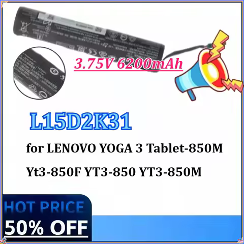 New 3.75V 6200mAh L15D2K31 Tablet Battery for LENOVO YOGA 3 Tablet-850M Yt3-850F YT3-850 YT3-850M YT